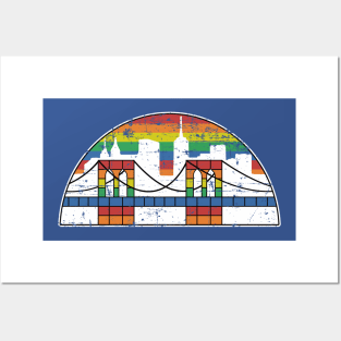 Brooklyn Nets Concept Logo Rainbow Skyline Pride NBA Vintage Distressed Posters and Art